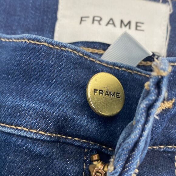 Frame Women's High Rise Le High Straight Raw Edge Denim Jeans Blue Size 27 - Picture 8 of 16